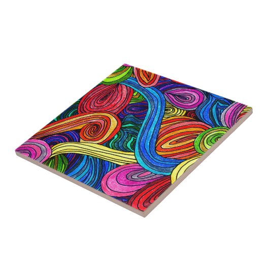 Psychedelic Lines Tegeltje (Zijkant)