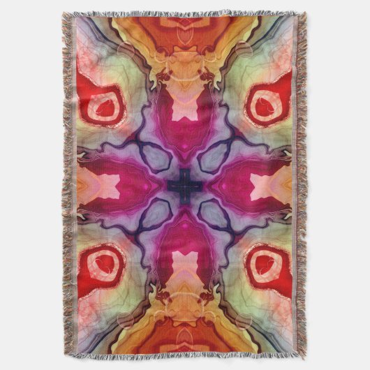 Psychedelic Liquid Pour Kaleidoscope Throw Blanket Deken (Voorkant Verticaal)