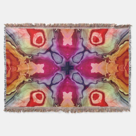 Psychedelic Liquid Pour Kaleidoscope Throw Blanket Deken (Voorkant)