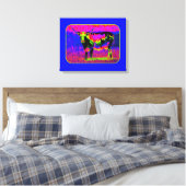 Psychedelic Longhorn Koe Canvas Afdruk (Insitu (Slaapkamer))