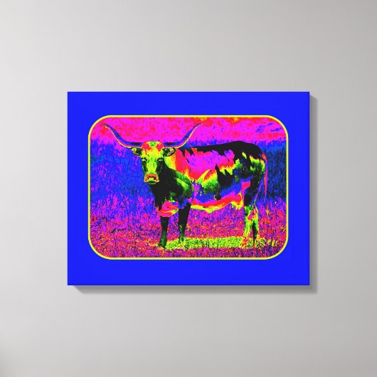 Psychedelic Longhorn Koe Canvas Afdruk (Voorkant)