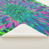 Psychedelic Magenta, Aqua en Lime Green Dahlia Sherpa Deken (3/4)