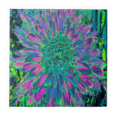 Psychedelic Magenta, Aqua en Lime Green Dahlia Tegeltje (Voorkant)