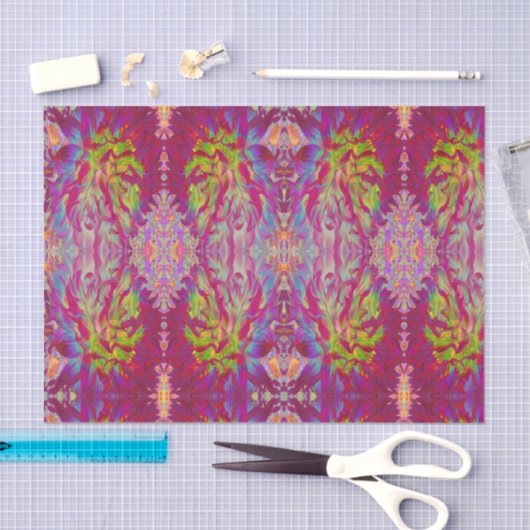 Psychedelic Magenta en Yellow Dahlia Flower Tissuepapier (Craft)