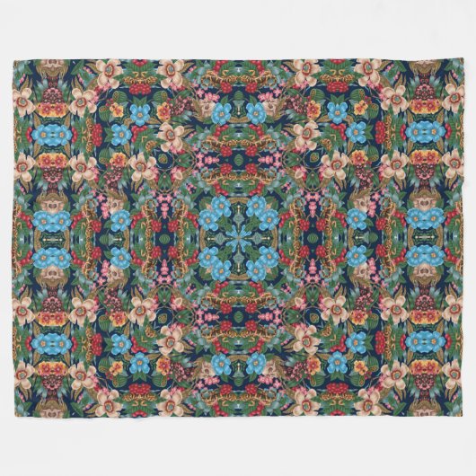 Psychedelic Magic Fairy Tuin Satijn Mandala Quilt Fleece Deken (Voorkant (Horizontaal))