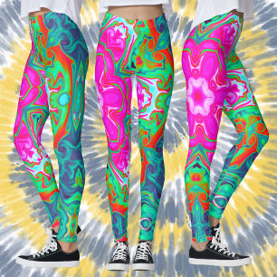 Psychedelic Mandala Bloem Blauw Roze Groen en Rood Leggings
