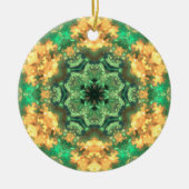 Psychedelic Mandala Bloem Groen en Geel Keramisch Ornament (Voorkant)
