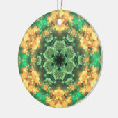 Psychedelic Mandala Bloem Groen en Geel Keramisch Ornament (Links)