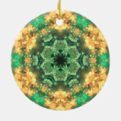 Psychedelic Mandala Bloem Groen en Geel Keramisch Ornament (Achterkant)