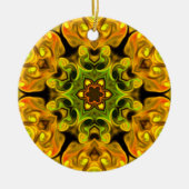 Psychedelic Mandala Bloem Groen en Geel Keramisch Ornament (Voorkant)