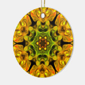 Psychedelic Mandala Bloem Groen en Geel Keramisch Ornament (Links)