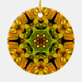 Psychedelic Mandala Bloem Groen en Geel Keramisch Ornament (Achterkant)