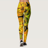 Psychedelic Mandala Bloem Groen en Geel Leggings (Achterkant)
