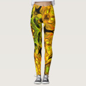 Psychedelic Mandala Bloem Groen en Geel Leggings (Voorkant)