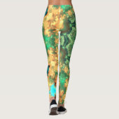 Psychedelic Mandala Bloem Groen en Geel Leggings (Achterkant)