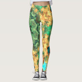 Psychedelic Mandala Bloem Groen en Geel Leggings (Voorkant)