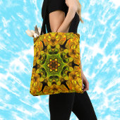 Psychedelic Mandala Bloem Groen en Geel Tote Bag