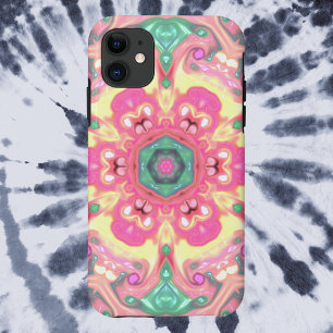 Psychedelic Mandala Bloem Groen Roze en Geel Case-Mate iPhone Case