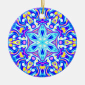 Psychedelic Mandala Bloemblauw Paarse en Geel Keramisch Ornament (Voorkant)