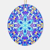 Psychedelic Mandala Bloemblauw Paarse en Geel Keramisch Ornament (Links)