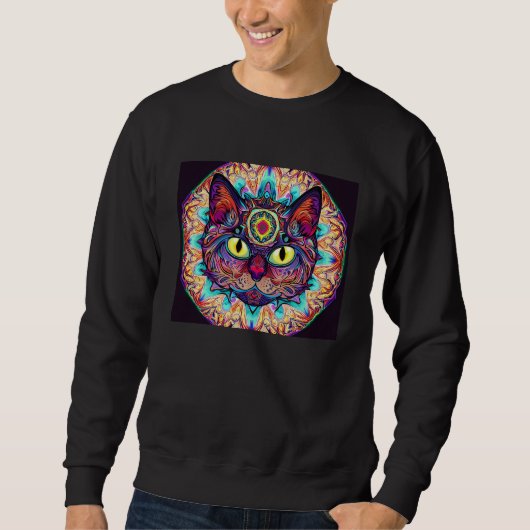 Psychedelic Mandala Cat Trui (Voorkant)