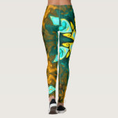 Psychedelic Mandala Flower Blauwgroen en Geel Leggings (Achterkant)