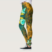 Psychedelic Mandala Flower Blauwgroen en Geel Leggings (Links)