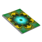 Psychedelic Mandala Flower Blauwgroen Yellow en Gr Notitieboek (Rechterzijde)