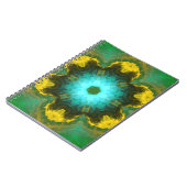 Psychedelic Mandala Flower Blauwgroen Yellow en Gr Notitieboek (Linkerzijde)