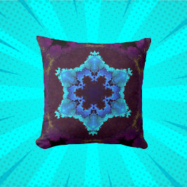 Psychedelic Mandala Flower Blue en Paars Kussen