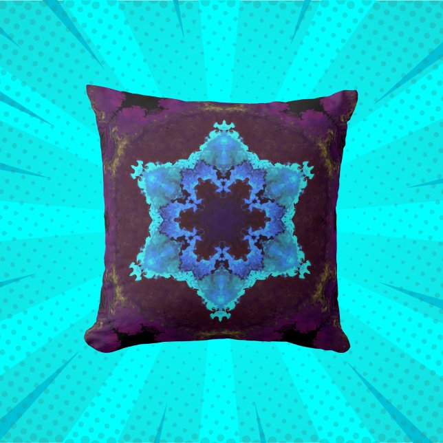 Psychedelic Mandala Flower Blue en Paars Kussen (Creator heeft geüpload)