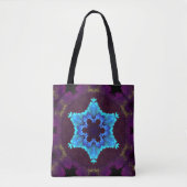 Psychedelic Mandala Flower Blue en Paars Tote Bag (Voorkant)