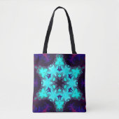 Psychedelic Mandala Flower Blue en Paars Tote Bag (Voorkant)