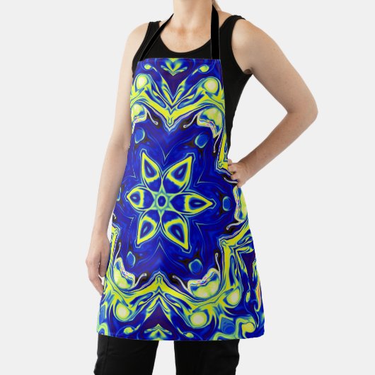 Psychedelic Mandala Flower Blue en Yellow Schort (Insitu)