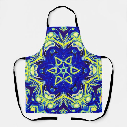 Psychedelic Mandala Flower Blue en Yellow Schort (Voorkant)