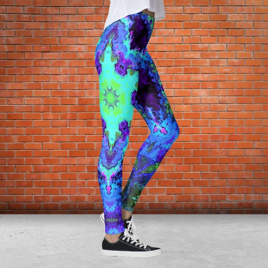 Psychedelic Mandala Flower Blue Green en Paars Leggings