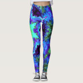 Psychedelic Mandala Flower Blue Green en Paars Leggings (Voorkant)