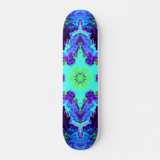 Psychedelic Mandala Flower Blue Green en Paars Persoonlijk Skateboard (Voorkant)