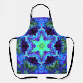 Psychedelic Mandala Flower Blue Green en Paars Schort (Voorkant)