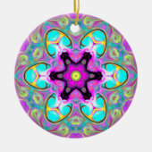 Psychedelic Mandala Flower Blue Pink and Yellow Keramisch Ornament (Voorkant)