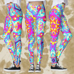 Psychedelic Mandala Flower Blue Pink and Yellow Leggings<br><div class="desc">Dit psychedelische kaleidoscoopbloemontwerp is blauw,  roze en geel. Levendige trippy visuals voor de moderne hippie of iedereen die van fel grappige kleuren houdt!</div>