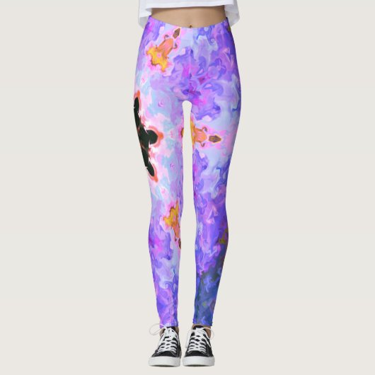 Psychedelic Mandala Flower Blue Pink and Yellow Leggings (Voorkant)