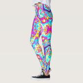 Psychedelic Mandala Flower Blue Pink and Yellow Leggings (Links)