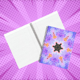 Psychedelic Mandala Flower Blue Pink and Yellow Notitieboek