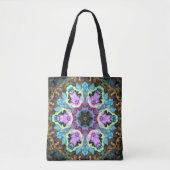 Psychedelic Mandala Flower Blue Yellow and Pink Tote Bag (Voorkant)