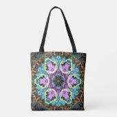 Psychedelic Mandala Flower Blue Yellow and Pink Tote Bag (Achterkant)