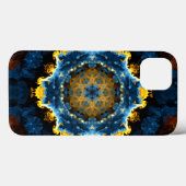 Psychedelic Mandala Flower Blue Yellow en Oranje Case-Mate iPhone Case (Achterkant (horizontaal))