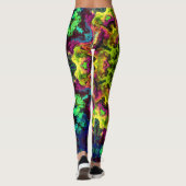 Psychedelic Mandala Flower Green Blue en Paars Leggings (Achterkant)