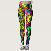 Psychedelic Mandala Flower Green Blue en Paars Leggings (Voorkant)