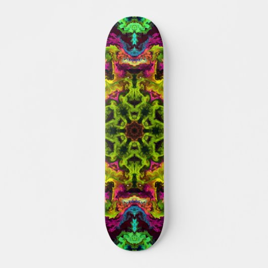 Psychedelic Mandala Flower Green Blue en Paars Persoonlijk Skateboard (Voorkant)